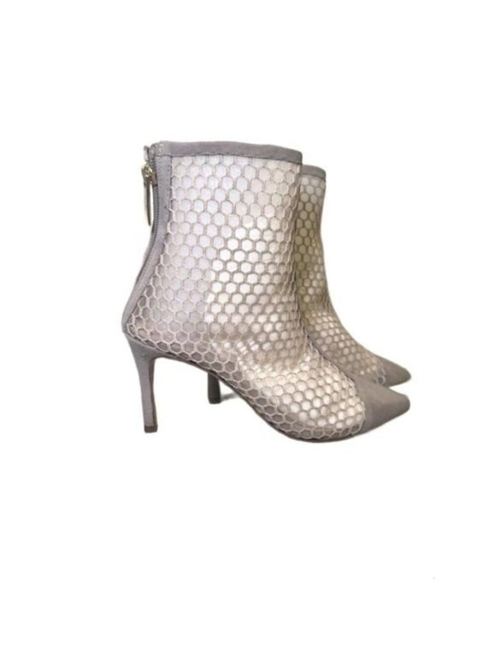 L'Agence Cerise Pointed Toe Bootie In Cashew Suede/mesh, Size 10 (New)